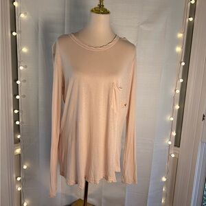 Wilt Cream Long Sleeve Relaxed Blouse with Double Pockets